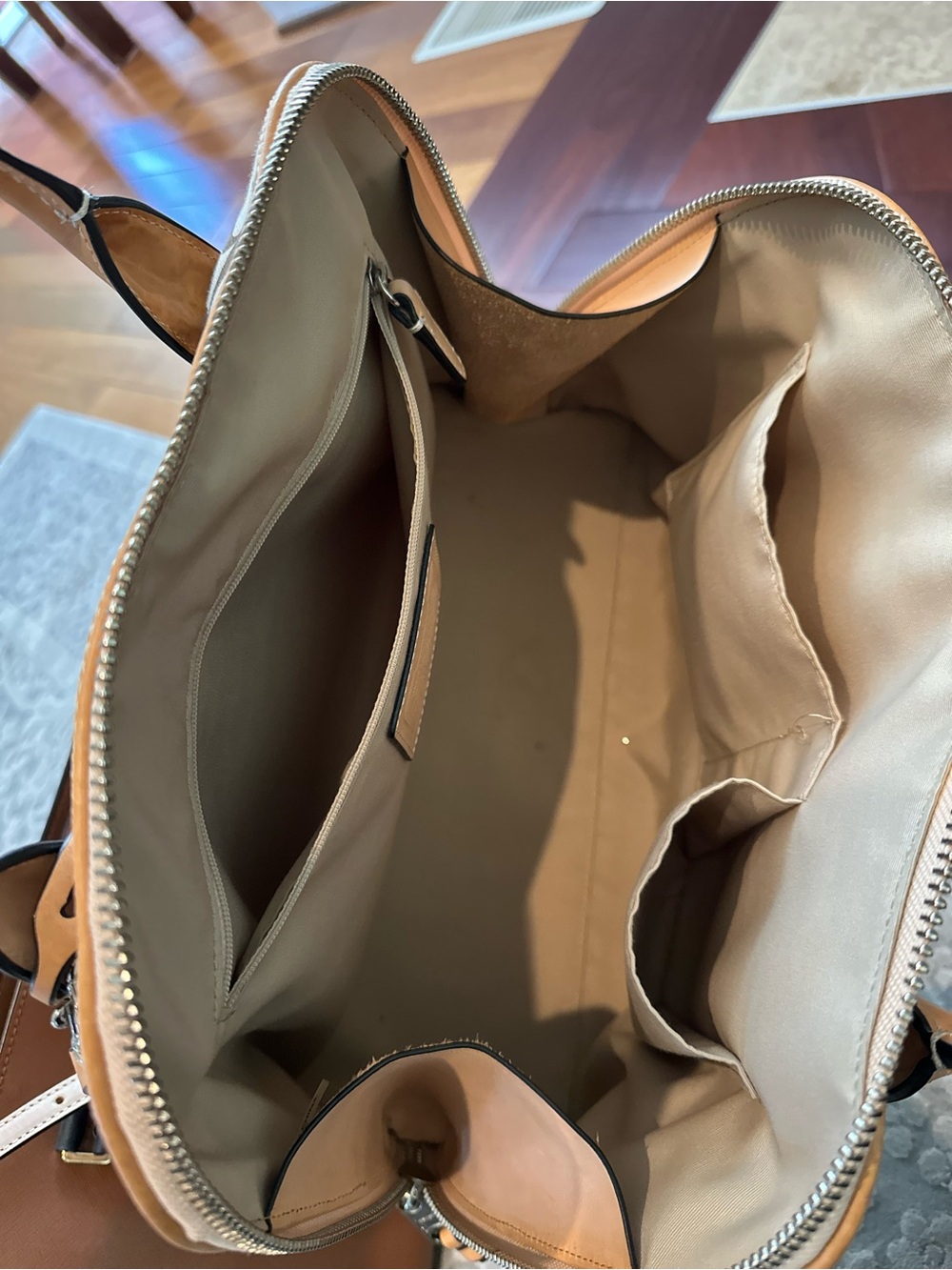 Coach Brown Signature Canvas Dome Satchel with Tan Leather Trim - Picture 4 of 8